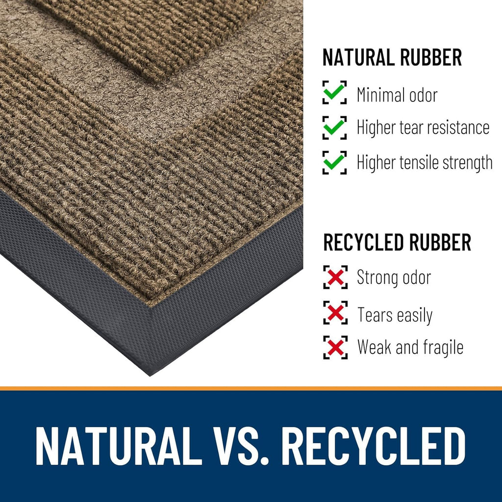 OLANLY Half Circle Door Mat - Waterproof All-Season Doormat for Indoor/Outdoor Use | 36x24, Brown