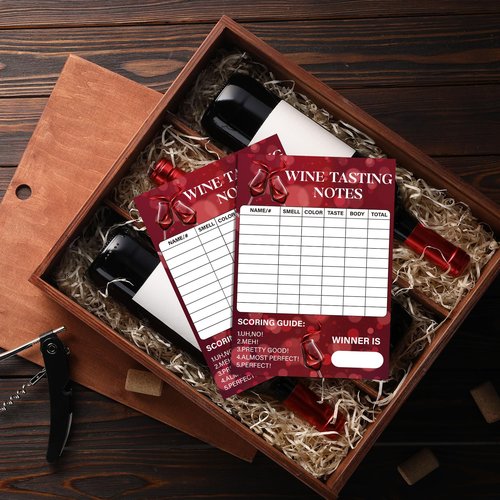 48pcs Wine Tasting Scorecards 5 x 7" Wine Score Rating Scorecard Sheet Wine Tasting Party Card for Blind Tasting 101 Single Party Girls Night Out Tasting Wine Club Event Gathering Winery Dinner Party
