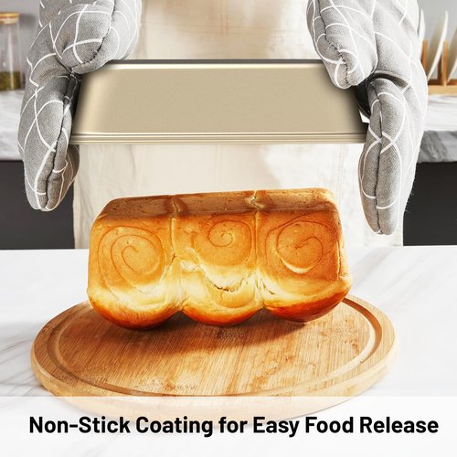 CasaCulina Baking Pans Set, 5-Piece Nonstick Bakeware Sets with Round/Square Cake Pan, Muffin Loaf Roast Pan, Baking Sheets for Oven, Kitchen Cookware Sets Baking Tray Baking Supplies, Gold