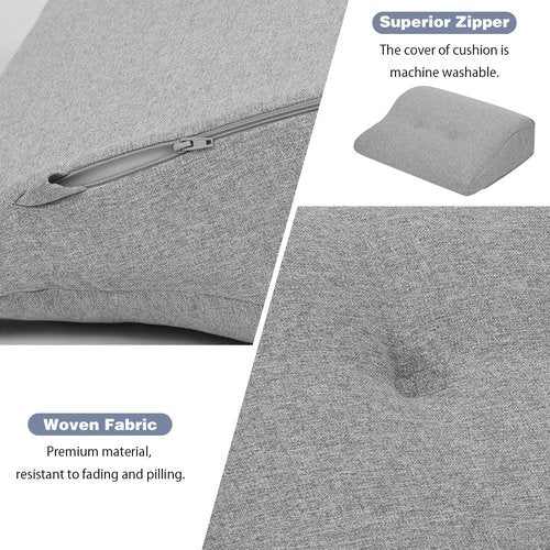 baibu Lumbar Support Pillow for Recliner, Large Memory Foam Dual-Layer Patent Design Back Support Cushion for Sofa & Gaming Chair, Ergonomic Lumbar Pillow with Machine Washable Cover, Light Grey