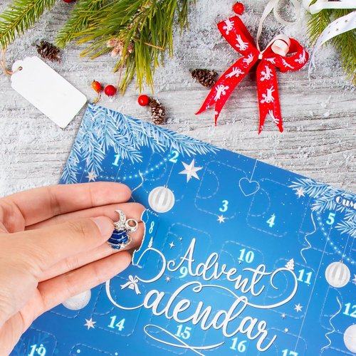 Advent Calendar Charm Bracelets 2025 - DIY Jewelry Making Kit with Blue Beads | 24 Days Christmas Countdown Gift for Girls