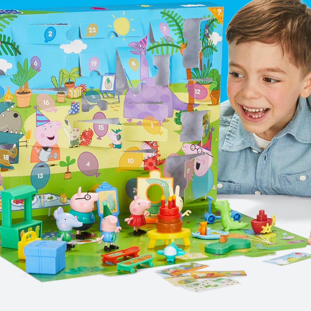 Peppa Pig George's Party Advent Calendar - 24 Surprise Toys & Stickers | Fun Preschool Gift for Kids 3+