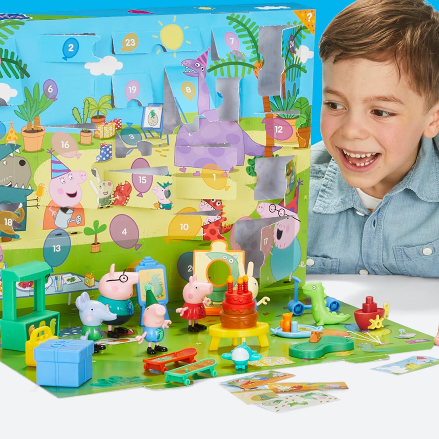 Peppa Pig George's Party Advent Calendar - 24 Surprise Toys & Stickers | Fun Preschool Gift for Kids 3+