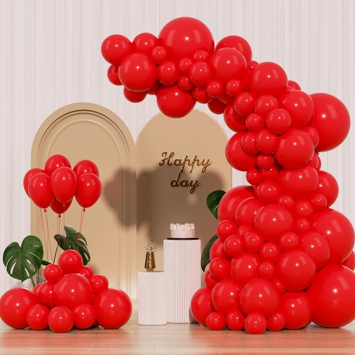 IXVAN Red Balloons 145pcs Different Sizes 5in 10in 12in 18in Red Latex Balloon Helium Arch Kit Garland for Graduation Wedding Valentines Day Baby Shower Birthday Party Decoration