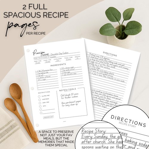 Bloom & Haven Recipe Book to Write in Your Own Recipes | Waterproof Recipe Book | Beautiful Blank Cookbook to Organize Your Recipes | Perfect Family Recipe Journal (Green)