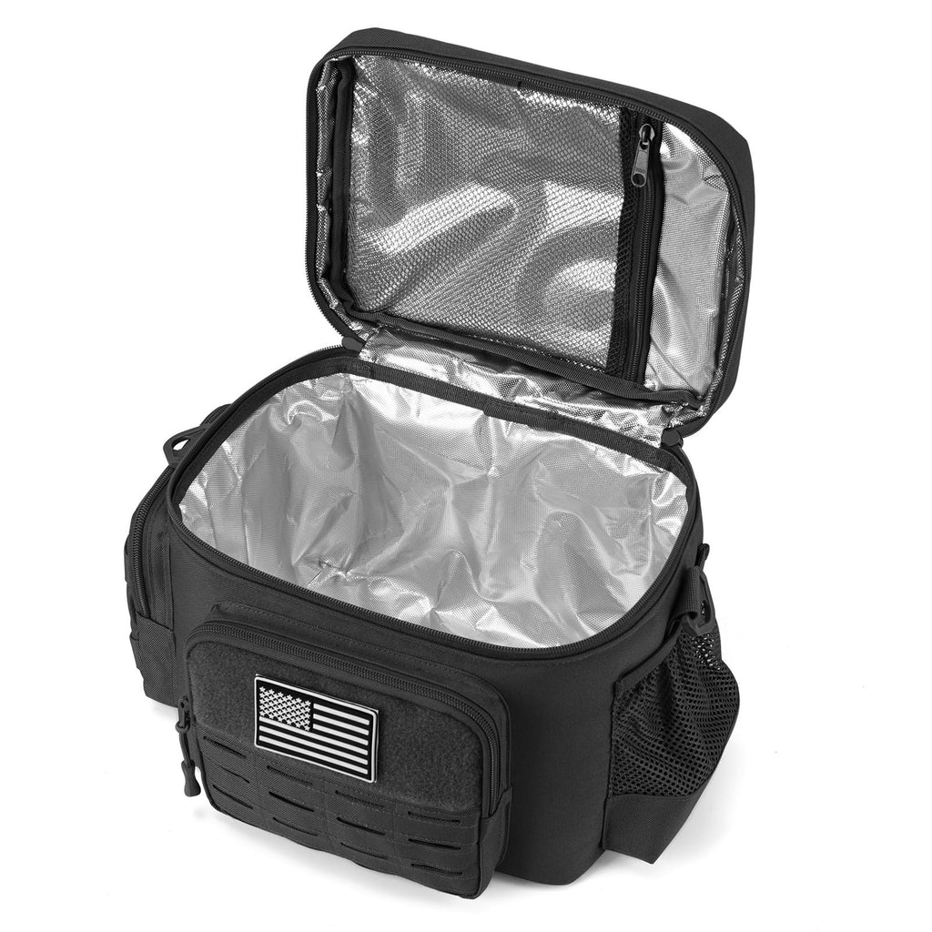 QT&QY Tactical Lunch Box for Men Expandable 18L Heavy Duty Military Insulated Cooler Bag, Leakproof Thermal Lunch Bag for Work Camping Outdoor Picnic Pail Adult Meal MOLLE Webbing Khaki