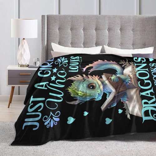 Homieblanket Dragon Blanket for Boys Girls, Cute Dragon Themed Design Printed Throw Blankets for Kids Lap, Chair Sofa, Warm Soft Cozy Blanket, 40"x 50"