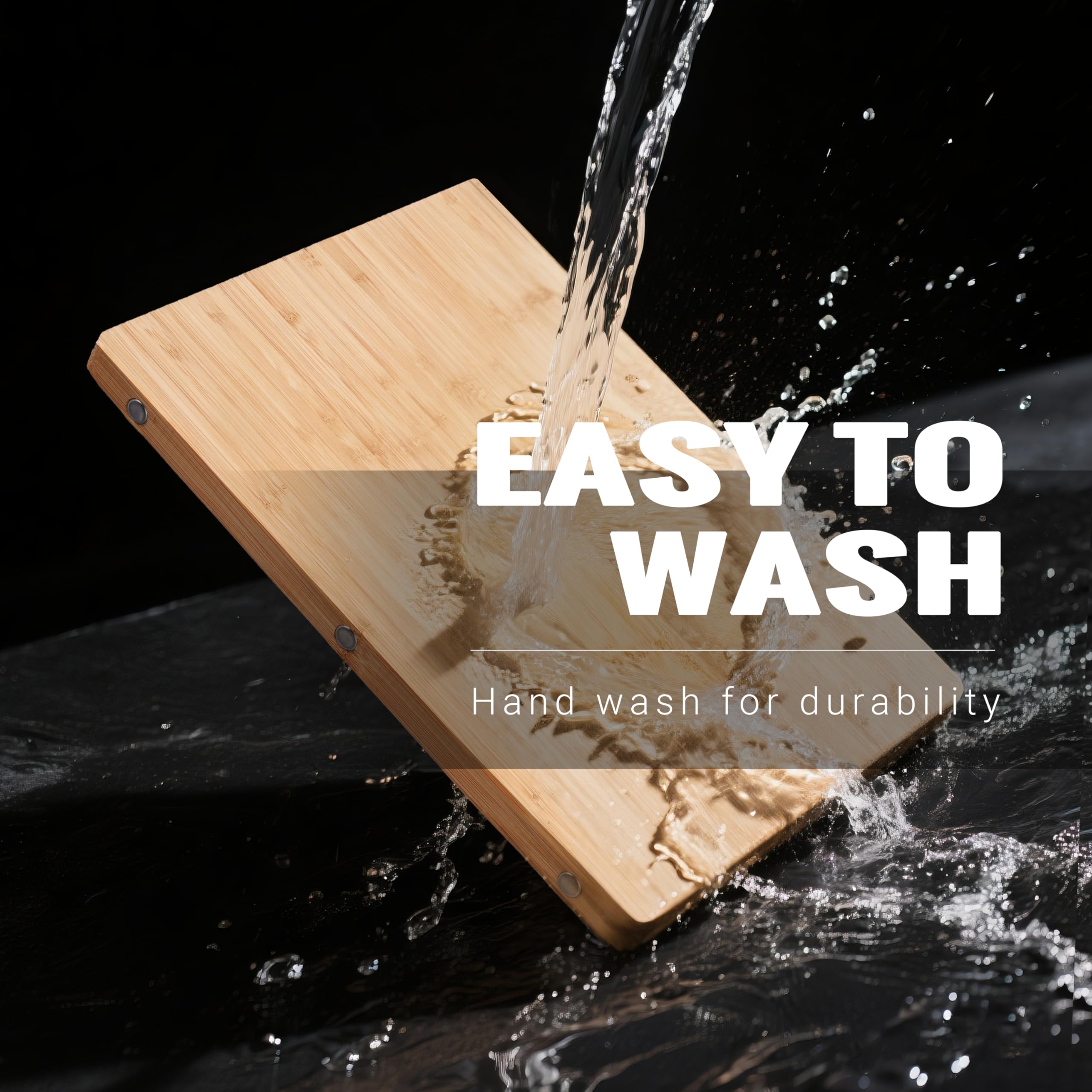 Bamboo Cutting Boards Set with Stand - 3 Piece Charcuterie Board with Handle, Truly Glue Free, Non Toxic Wood Chopping Serving Boards for Kitchen Gift Set - Dishwasher Safe [New 2026 Upgrade]