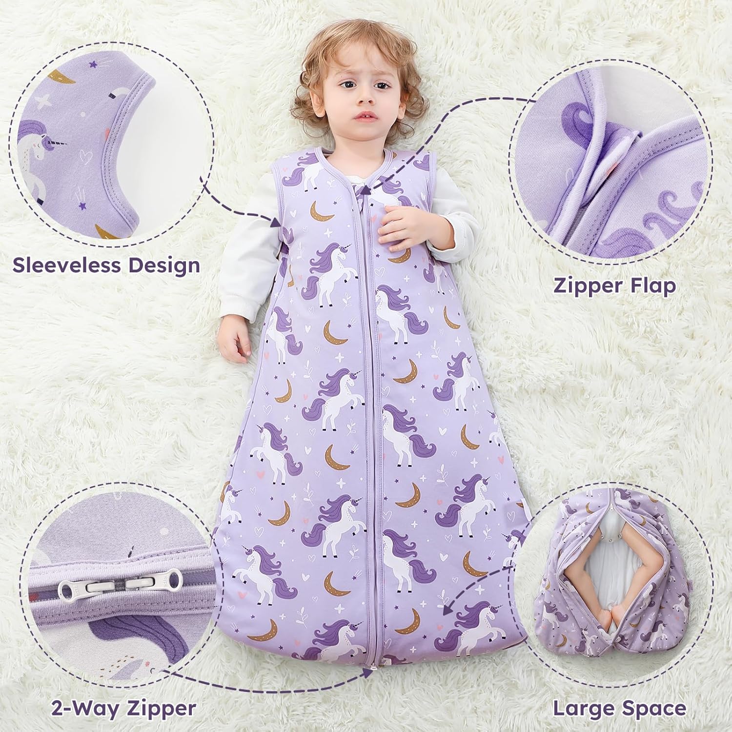 Yoofoss Baby Sleep Sack - 100% Organic Cotton Wearable Blanket for 6-12 Months | TOG 2.5, 2-Way Zipper