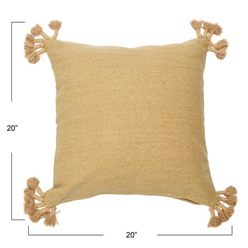 20" Square Canvas Pillow Cover with Tassels