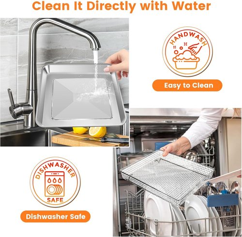 Cuisinart Air Fryer Accessories - 2 Pack Basket Tray Set with 12.2"x11" Stainless Steel Baking Sheet for Perfect BBQ Cooking