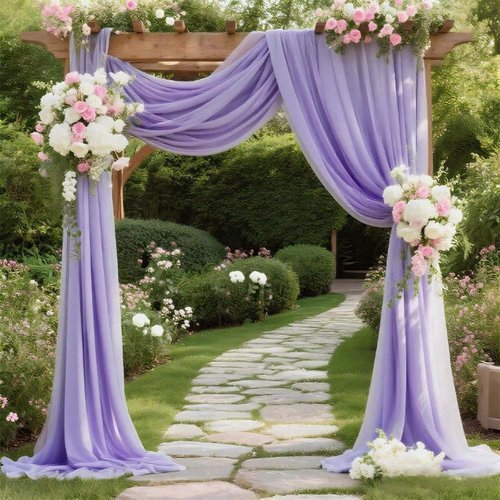 Lavender Chiffon Draping Fabric by Skiennix - 20 FT Sheer Wedding Arch Backdrop Curtain for Ceremonies
