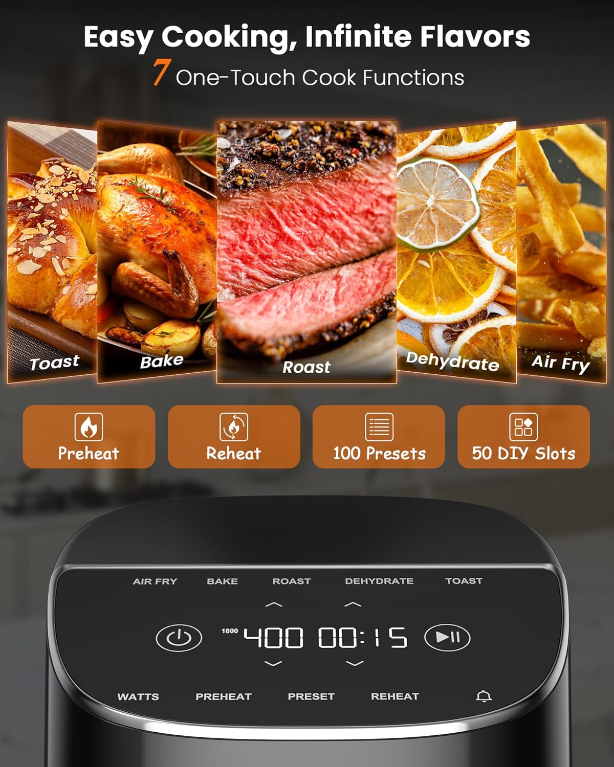 Nuwave Brio Plus Air Fryer - 8 Qt, PFAS-Free, 7 Digital Cooking Functions | Bake, Roast, Dehydrate & More