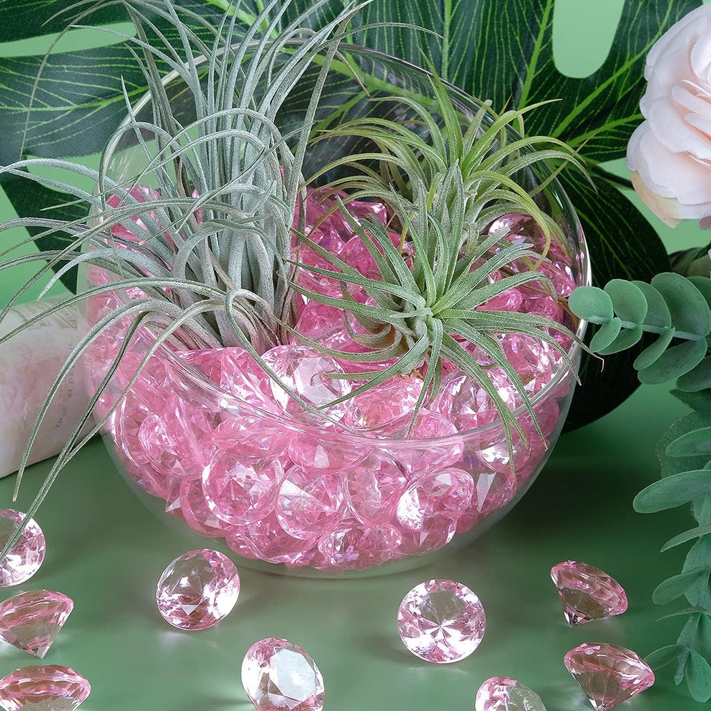 Babenest Acrylic Diamond Fake Gems - 240pcs 3/4 Inch Pink Faux Crystals for Weddings & Events