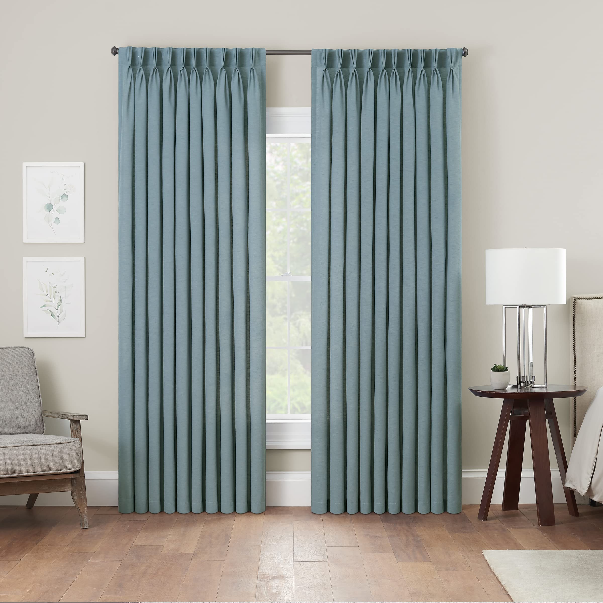Waverly Serendipity Pinch Pleat Light-Filtering Window Panel, 50" X 63", Blue