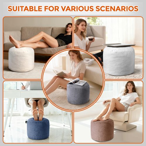 BBGDIPG Pouf Ottoman Foot Rest, Comfortable & Soft, Round Footstool for Living Room, Bedroom, Office, Room Decoration, Corduroy Foot Stool Pouf with Odorless & Anti-Clump Filling, Small Navy