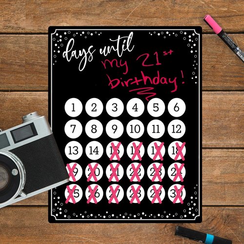 Event Countdown Board - 10" x 12" Black Dry Erase Calendar | USA-Made Countdown Sign for Photos
