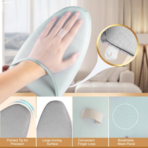 Garment Steamer Ironing Gloves – Anti Steam Heat-Resistant Glove with Thick Sponge Padding, Waterproof Surface, Ventilated Design, Built-In Finger Loop for Easy Ironing – Perfect for Collars, Sleeves