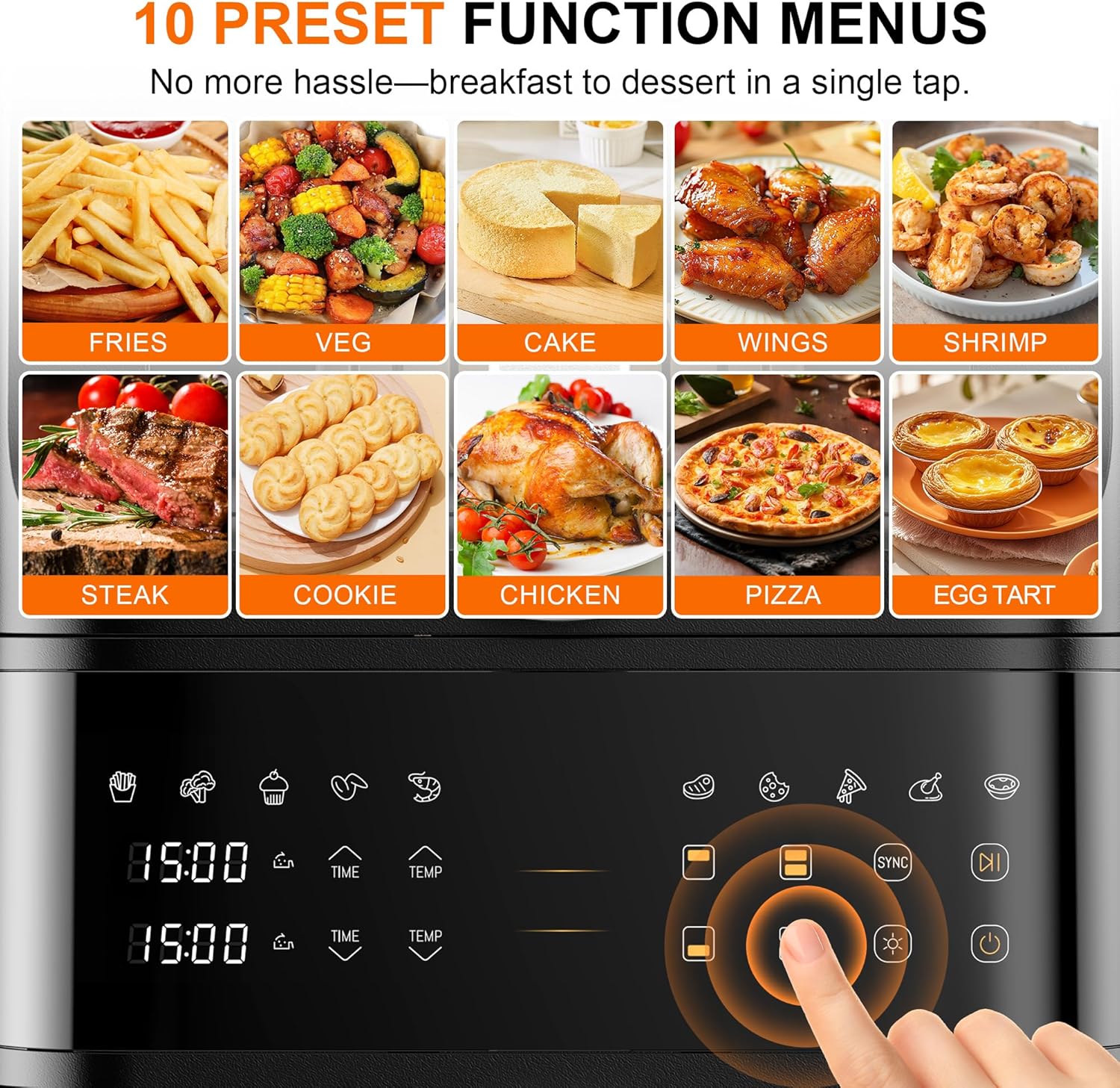 Skiennix 13QT Dual-Basket Air Fryer - Compact Vertical Design with Viewing Window & 10-in-1 Presets