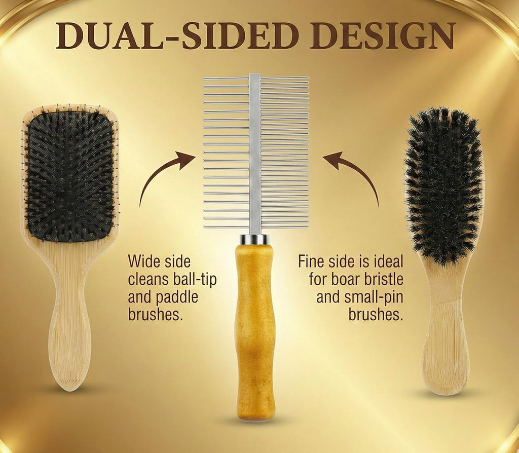 XCEL 2-in-1 Hair Brush Cleaner Tool - Dual-Sided Remover Comb for Paddle & Detangling Brushes