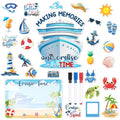 27PCS Cruise Door Decorations Magnetic, Large Nautical Cruise Magnets Funny Carnival Ship Magnets for Door & Fridge, with 3 Pcs Pen