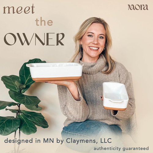 Mora Baking Dishes Set - 7x11in Porcelain Casserole & Bakeware, Oven-to-Table, Freezer Safe - White