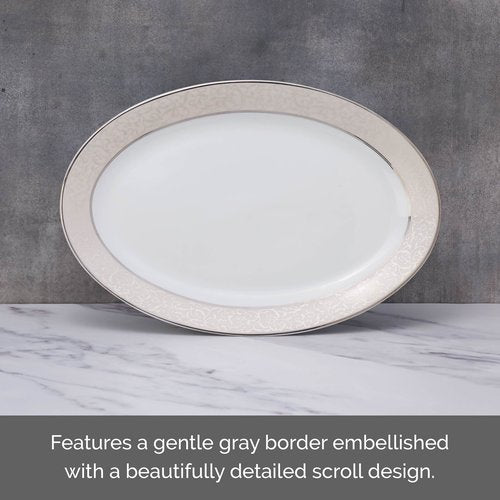 Mikasa Parchment Oval Serving Platter, 14-Inch, White - L3438-314