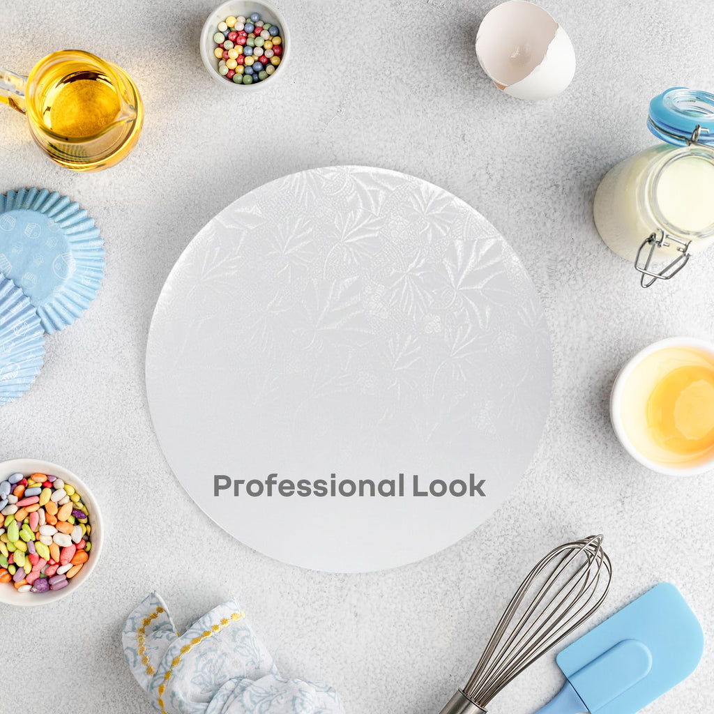 10 Inches White Round Sturdy Cake Board Drums for Displaying Cakes, 1/2 Inch Thick, (6-Pack)