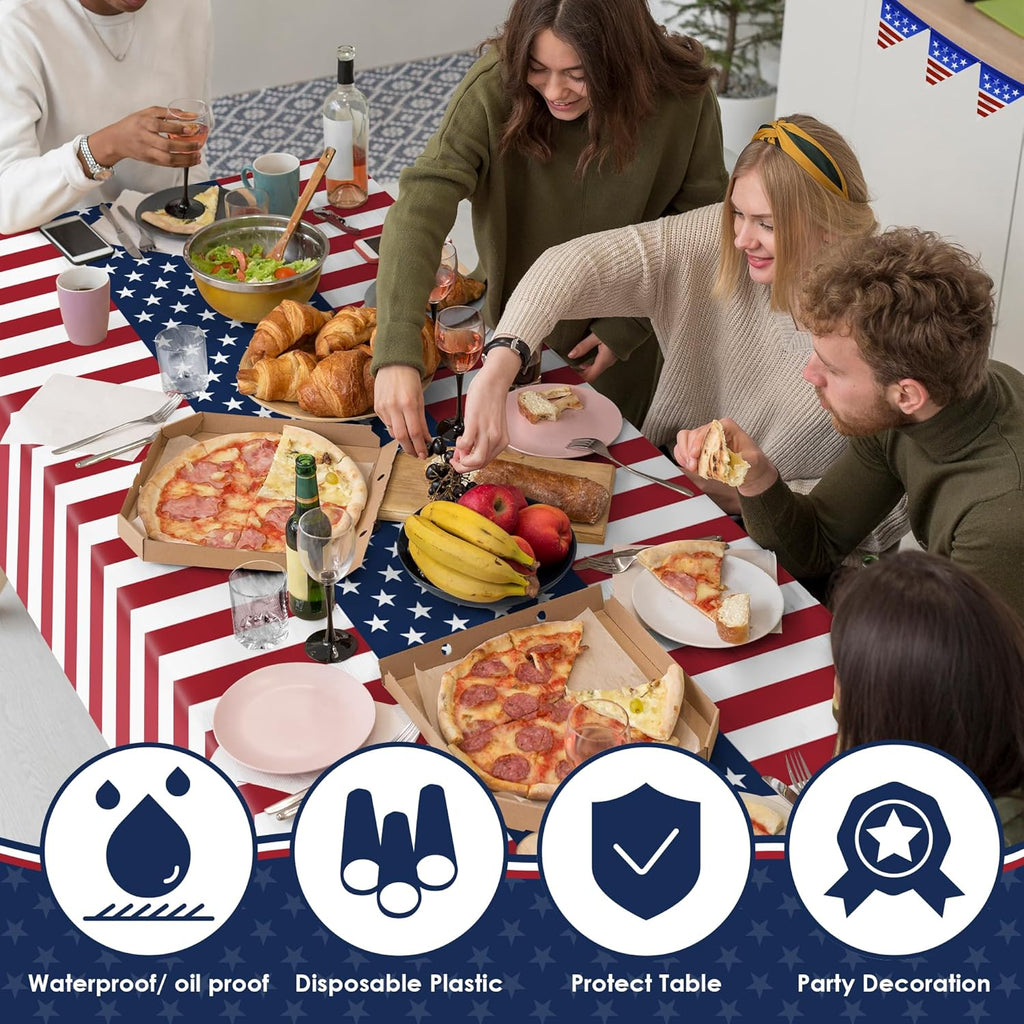 OHOME Patriotic American Flag Tablecloth - Perfect for 4th of July Celebrations | 54"x108", 2 Pack