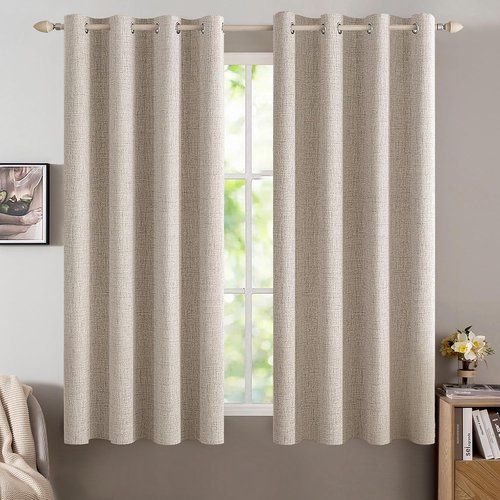 MIULEE Blackout Curtains - 100% Thermal Insulated Linen Textured Drapes | 52 x 54 Inch (2 Panels) for Luxury Bedroom & Living Room Decor