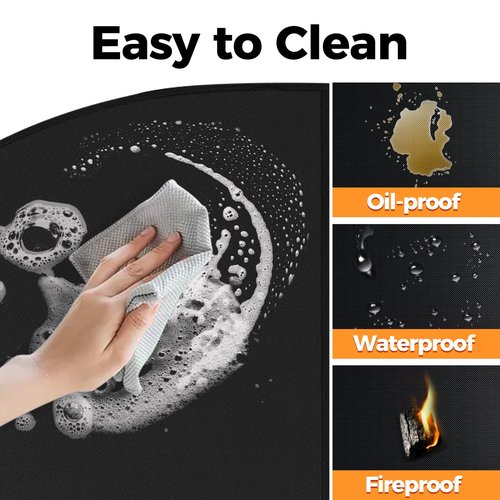 Fireplace Mat Fireproof, 2' x 3'6'' x 0.04'' Fireplace Rugs Fire Resistant, Hearth Pads for Wood Stove Fireplace Indoor Outdoor, Thin Hearth Rug Protects Floors Carpets from Sparks Embers, Black