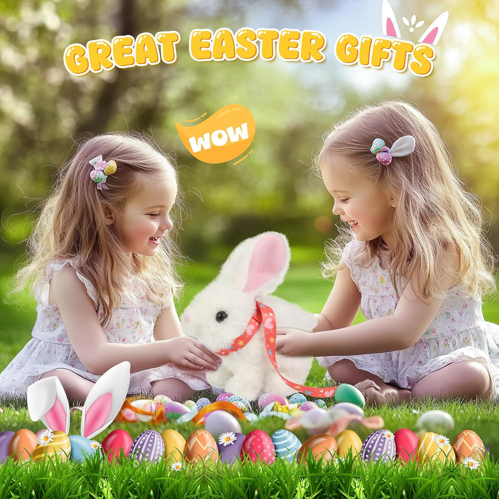 Bunby Easter Robot Bunny Pal - Interactive Plush Toy with Sounds & Hopping Action | White