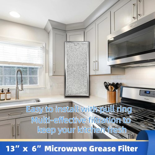 QKWL High-Efficiency Microwave Grease Filter (2-Pack) - Exact Replacement for Whirlpool W10208631A - 13x6 Inches, Easy Install, Universal Fit