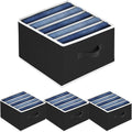 Homsorout Closet Organizers - 5-Cell Jean Organizer for Efficient Wardrobe Storage | Foldable Drawer Set (Black)
