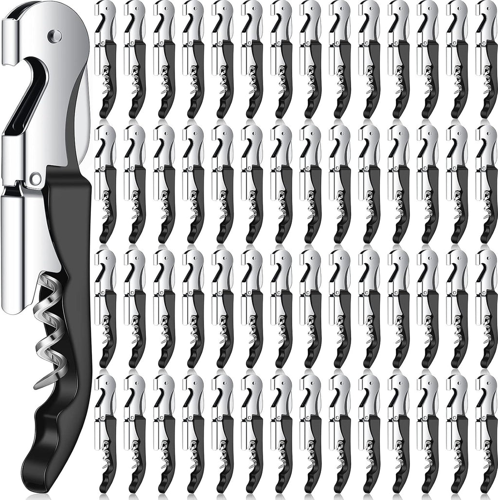 Waiter Corkscrew Wine Openers Heavy Duty Hinges Wine Key Bottle Opener All in One Double Hinged Waiter's Corkscrew with Foil Cutter Wine Tools for Bartenders Servers Sommelier (Black, 100 Pack)