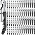 Waiter Corkscrew Wine Openers Heavy Duty Hinges Wine Key Bottle Opener All in One Double Hinged Waiter's Corkscrew with Foil Cutter Wine Tools for Bartenders Servers Sommelier (Black, 100 Pack)