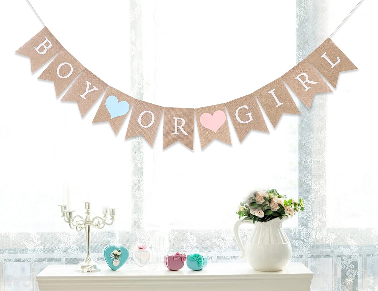 Rustic Burlap Banner by Boy or Girl | Charming Gender Reveal Decor for Baby Showers