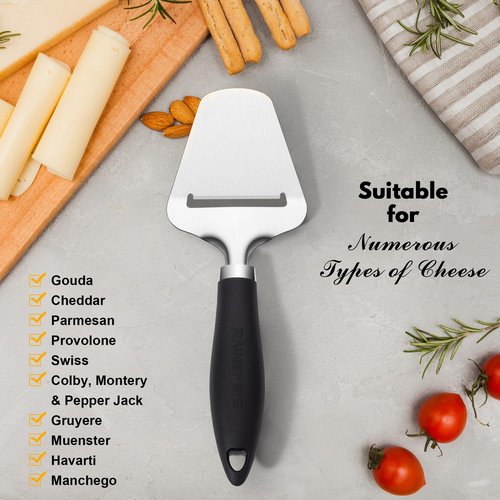 Rainspire Upgraded Non-Stick Cheese Slicers for Block Cheese Multi-Functional Cheese Cutter for Mozzarella, Cheddar, Gruyere Charcuterie Accessories Dishwasher Safe Kitchen Tools, Black