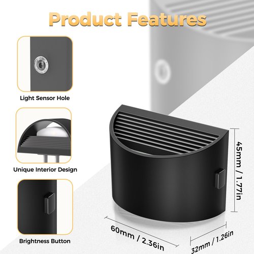 DORESshop LED Night Light[2 Pack], Night Lights Plug into Wall, 3 Level Brightness Adjustable Plug in Night Light, Dusk to Dawn Sensor, Nightlights for Adults, Bedroom, Bathroom, Hallway, 3000K