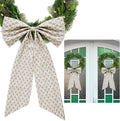 HunnmingRe Christmas Wreath Sash - 24 x 16 Inch Driftwood Block Print with Burlap Bow | Beige Holiday Decor