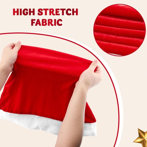 JOYIN 4 Pcs Christmas Chair Cover, Red Santa Hat Chair Slipcovers for Christmas Holiday Festival Decoration, Santa Claus Chair Back Covers, Xmas Indoor Decor Ornaments Set