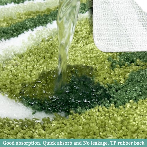 Homantic Bathroom Rugs Sets 2 Piece, Green Natural Scenery Bath Mat, Absorbent Bath Mats for Floor Set of 2, Green Bathroom Rug Set Bath Rug Moss Décor 18x26 + 20x32
