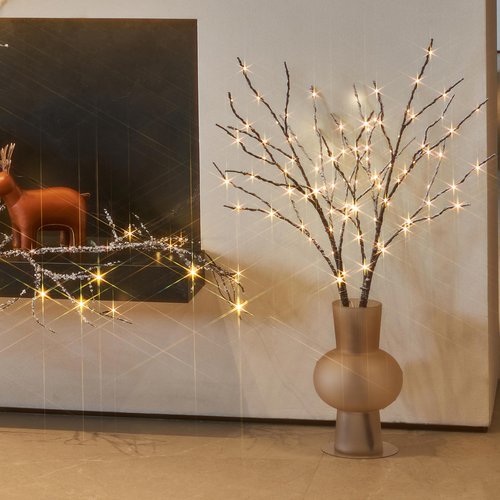 Hairui Lighted Willow Branches Snow Dusted Battery Operated with Timer, Tree Branch Lights 32IN 100 LED Fairy Lights for Home Bedroom Fireplace Thanksgiving Christmas Decor (Vase Excluded)