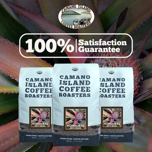Camano Island Coffee Roasters Roasters Honduras Dark Roast, Ground 2lb, Fresh Small Batch Roasted, USDA Organic, Fairly Traded, Shade Grown Top 1% Arabica - Molasses, Brown Sugar, Cinnamon Flavor
