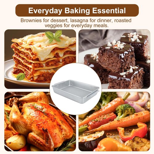 Logario 9x13 Baking Pan, Commercial Grade Heavy-Gauge Aluminized Steel (2.3 lbs), Warp-Resistant Textured Nonstick Cake Sheet for Brownies & Lasagna, Wire-Reinforced Rim, Silver