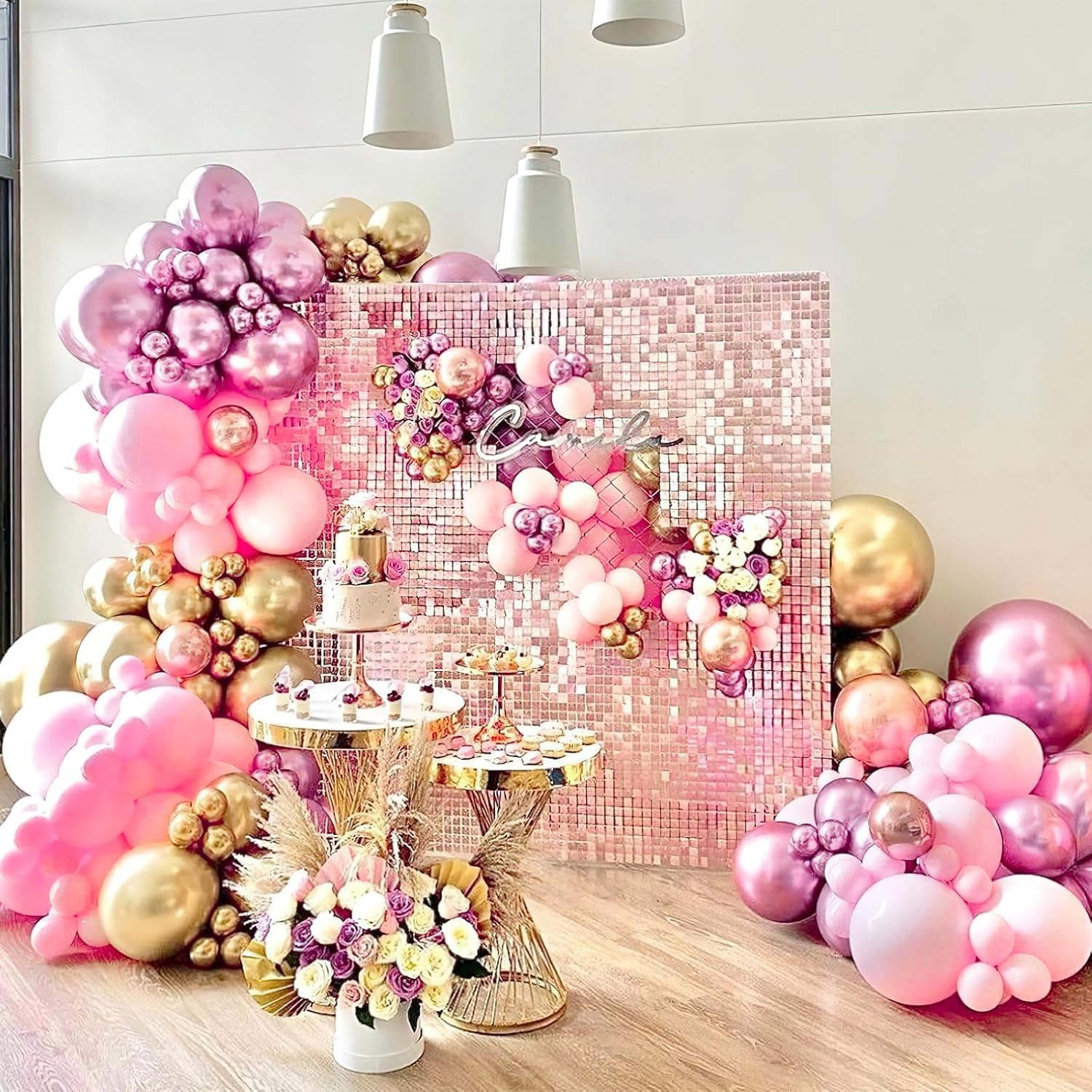 PartyWoo Balloon Garland - 100 Pcs Pink, Purple & Metallic Balloons | Perfect for Birthday & Party Decor