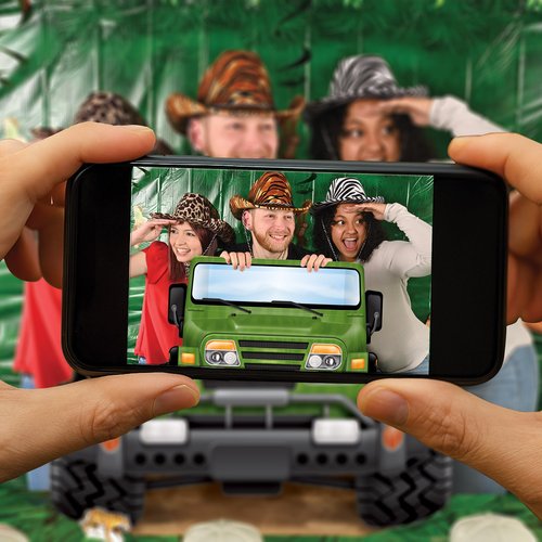 Beistle Jungle Safari Photo Prop – 3-Pack Off-Road Vehicle Cardstock Cutouts for Jungle Birthdays, Zoo Adventures, or Dinosaur-Themed Photo Booths – Wilderness Party Decorations – 3' x 25"