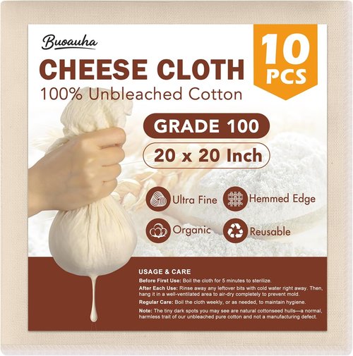 10 PCS Unbleached Cotton Cheesecloth by [Brand Name] - 20x20 Inch Reusable Straining Cloths for Baking & Cheese Making