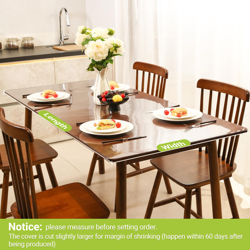 ETECHMART Clear Plastic Table Cover Protector Rectangle 40 x 40'', Thick Waterproof Transparent Table Protector for Dining Table, Non-Slip Heat Resistant Clear Desk Mat for Kitchen Office Desktop