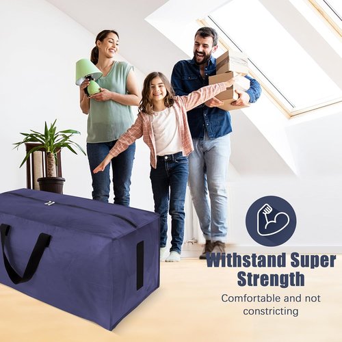 HOMESURE Large Water-Resistant Moving Bags - 12 Pack Heavy-Duty Storage Totes with Zippers & Handles | Space-Saving Solution (Blue)